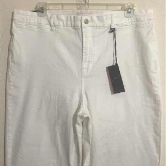 JEN7 by 7 for All Mankind Cropped Wide Leg Distressed Hem White Jeans Size 18 - Picture 1 of 10